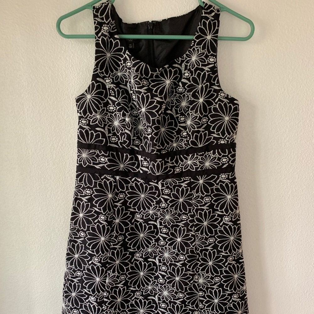 Talbots black and white flower dress